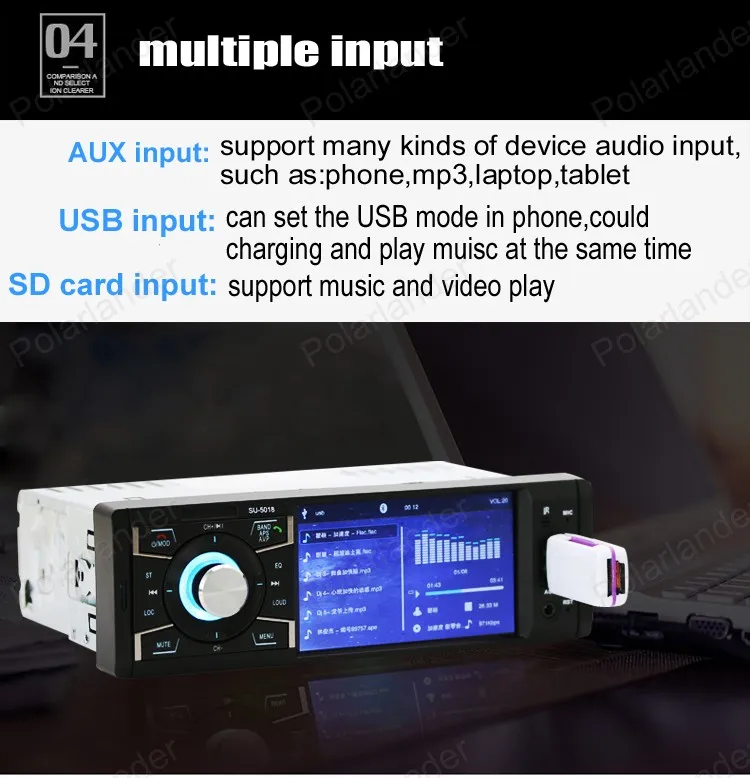 1din Bluetooth автомобильное радио стерео 4 дюймов HD экран MP5 плеер Поддержка/FM USB/SD AUX in/задняя камера