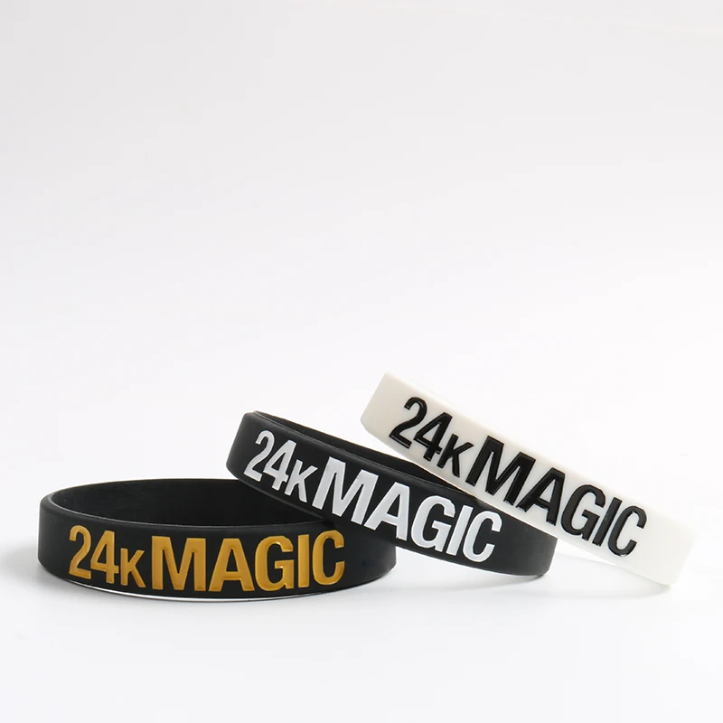 

High Quality Bruno Mars Silicone Bracelets 24K Magic Silicone 3 Colors Charm Bracelets Unisex Women Men Wristband Gift for Fans