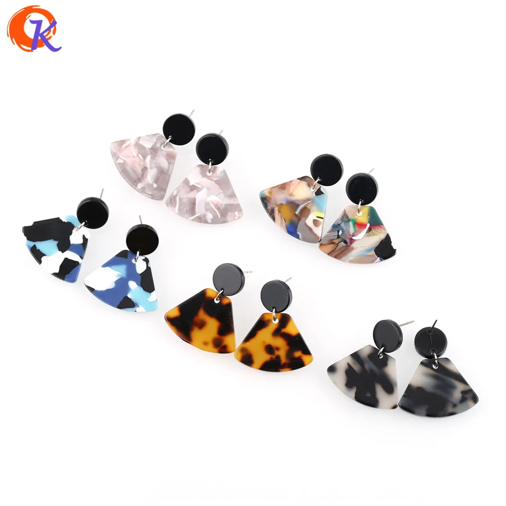 

New Arrival Geometry Sector Multicolor Leopard Print Exquisite Drop Earrings Acetic Acid Material For Elegant Design Jewelry