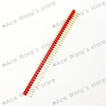 

20PCS / Lot Gold plated Single Row 1x40 pin 2.54mm Male Header Red plastic ROHS Free shipping. Hot sales