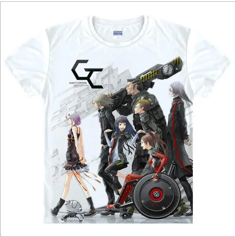 

2016 Men's Unique Anime T-shirt 3d Print Guilty Crown Shu Ouma Inori Short Sleeve Casual Cosplay T Shirt Camisetas Masculina