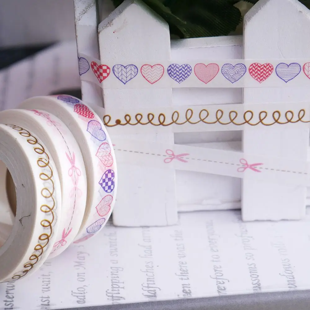 

1pc Foil Washi Tape Scrapbooking Set Heart Decorative Adhesive Tape Love Masking Tape For Alblum Diary Diy Decoration Tape