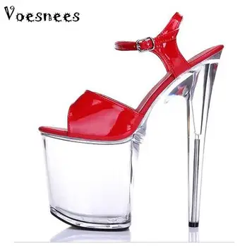 

Shoes Woman Summer 2019 High-heeled Shoes 20CM Nightclub Thick-water Platform Sandals Crystal Shoes Stage Size 34-44