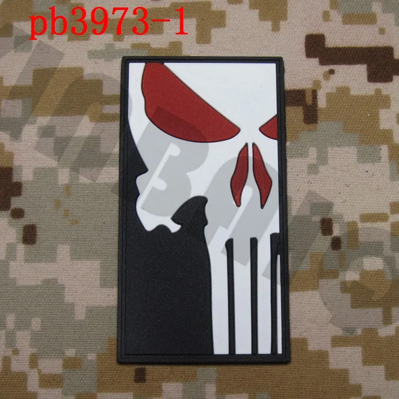 3D ПВХ патч Череп патч боевой тактический военный - Цвет: pb3973 White