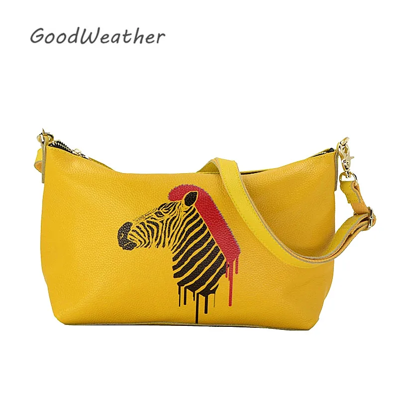 Модная женская сумка-мессенджер с животным принтом пельменей, сумки через плечо, дизайнерские высококачественные желтые Сумки из натуральной кожи - Цвет: Цвет: желтый