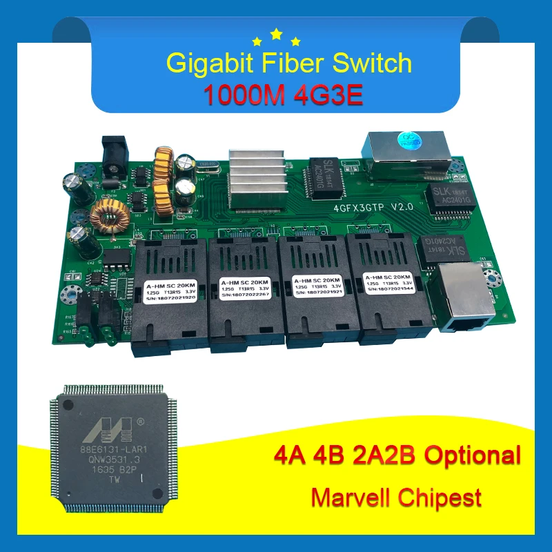 Коммутатор Gigabit Ethernet промышленного класса 4 порта 1 25 ГГц оптоволокно и 3 RJ45