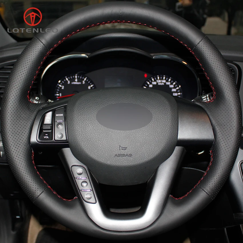 LQTENLEO черная искусственная кожа DIY Ручная прошитая крышка рулевого колеса автомобиля для Kia K5 Optima 2008-2013