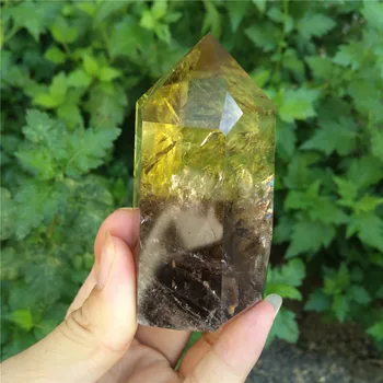 

180g Natural Citrine Quartz Point Crystal Wand With Rainbow Himalaya Crystal Point Gift Home Decor. Energy Stone Reiki Healing