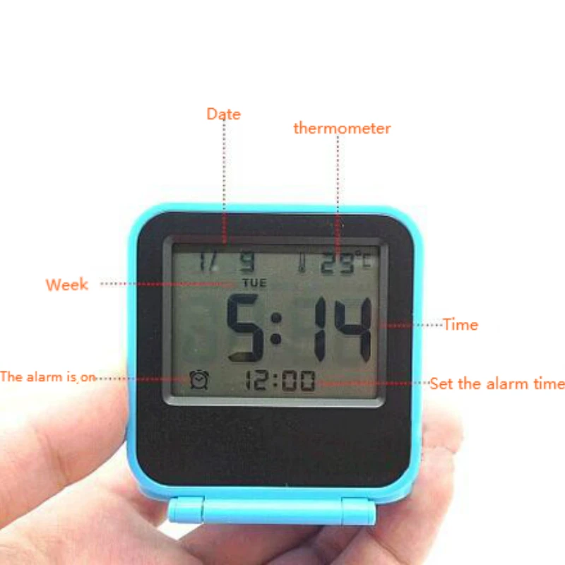 

Mini flip travel folding mute fashion portable electronic clock timer thermometer calendar Night light LCD alarm clock