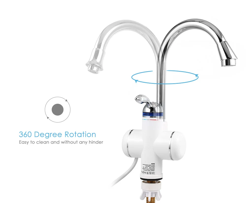 COHOTCA SDR-9D-3000 W безтанковый электрический водонагреватель кран с светодиодный цифровым дисплеем для кухни ванной комнаты ЕС вилка серебро