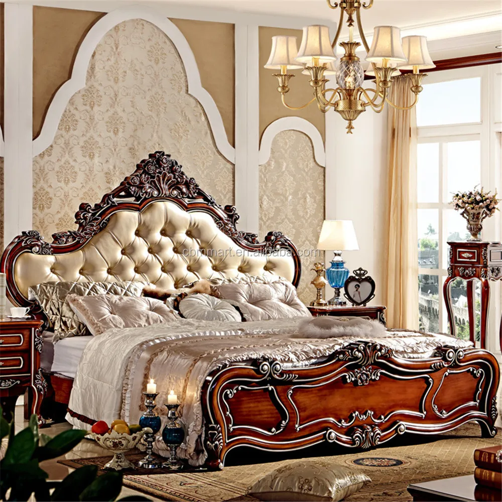 Французская деревянная мебель для спальни двуспальная кровать 0409-MS серии