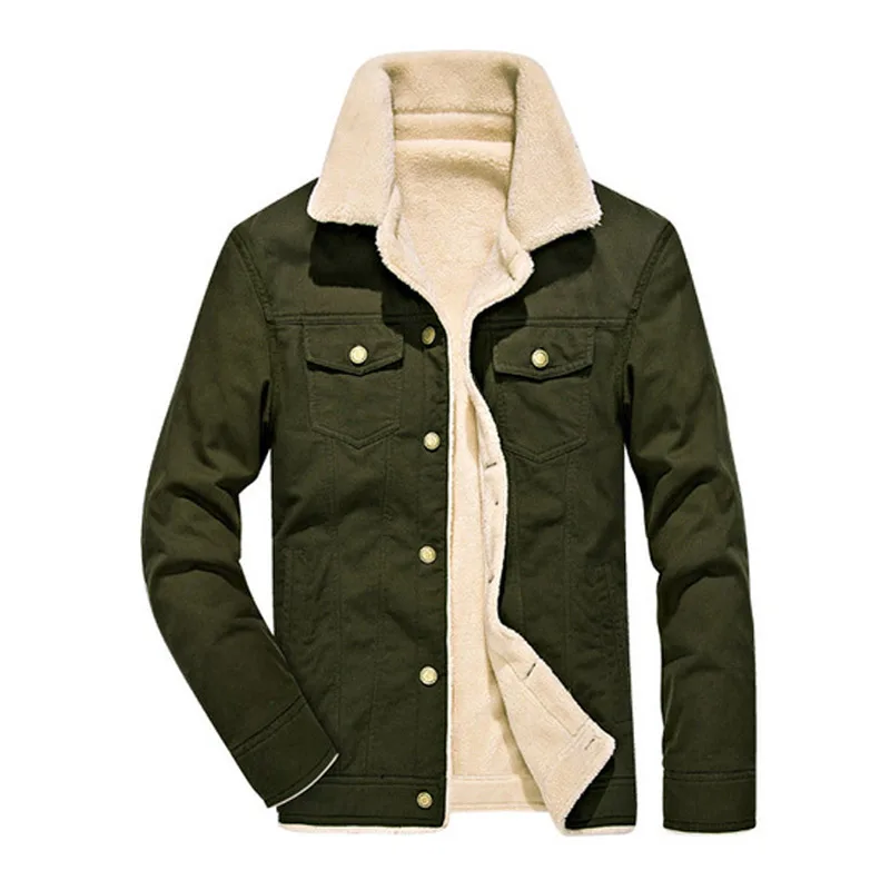 

2019 High Quality Men Casual 100% Cotton Winter Fleece Outwear Thick Men Jacket Coat Size M-4XL