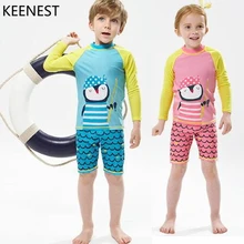 KEENEST KINDER UPF/одежда для плавания раздельный купальник с героями мультфильмов для мальчиков и девочек, детский купальный костюм с длинными рукавами