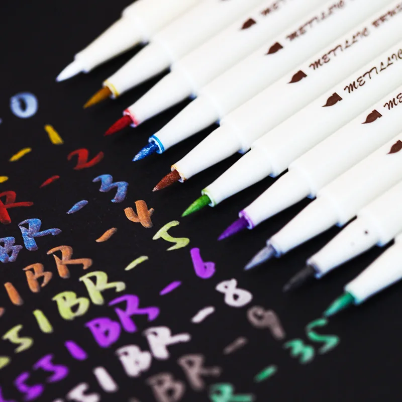 10 цветов Манга Аниме металлический художественный маркер каллиграфия кисти ручки граффити наброски маркеры для рисования офисные школьные принадлежности