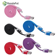 Colorful Micro Usb Sync Data noodle Cable Micro USB charging Cable For android system 1M Noodle Flat wire Data Charger cables