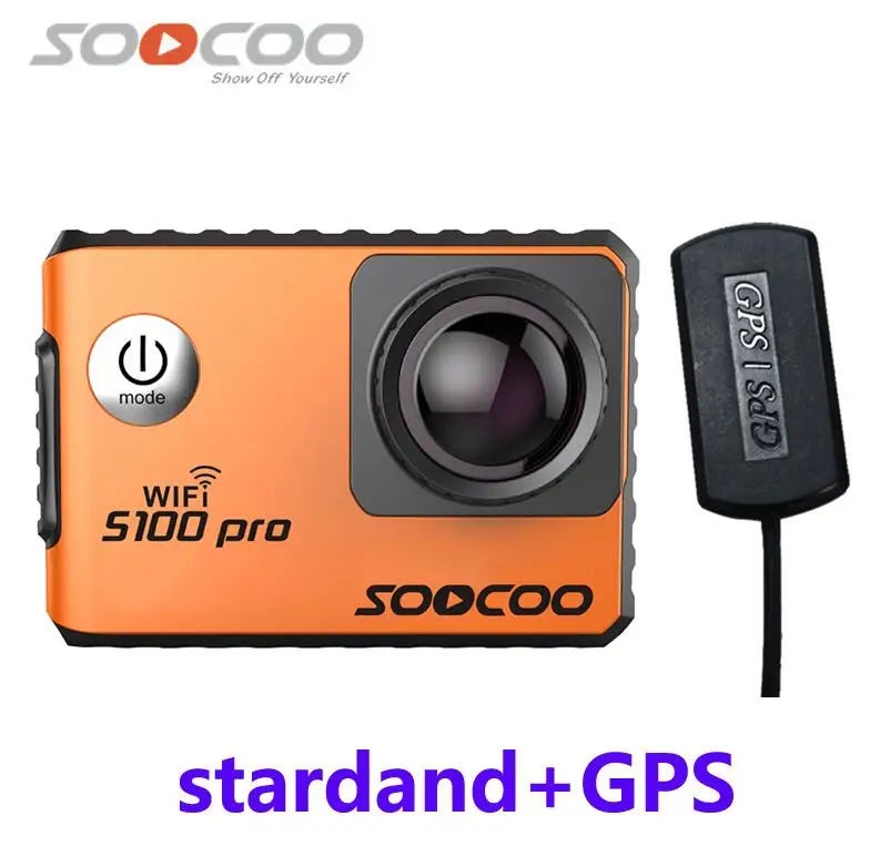 SOOCOO S100Pro WiFi 4K Голосовое управление Full HD 1080P Водонепроницаемая мини видеокамера для дайвинга с сенсорным экраном Спортивная DV опционально gps - Цвет: orangeWith GPS