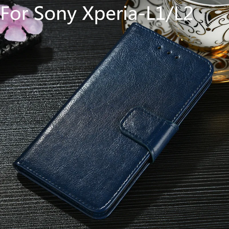 Wallet Case For Sony Xperia-L1 L2 Vintage PU Leather Retro Flip Cover Magnetic Fashion Cases Kickstand Strap | Мобильные телефоны и