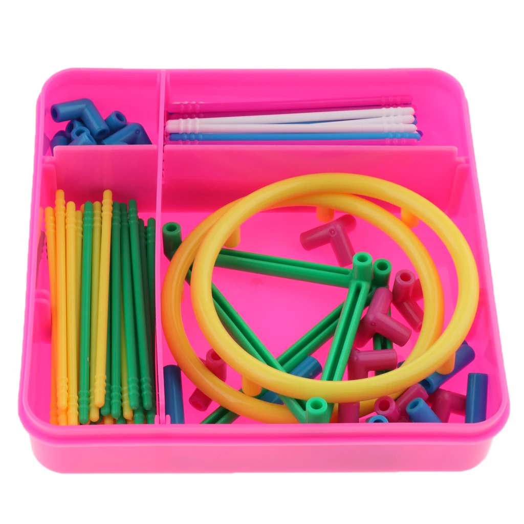

Multi-Color Geometric Shape Building Kit - Kids Math Geometry Learning Aids Toy Math School Supplies