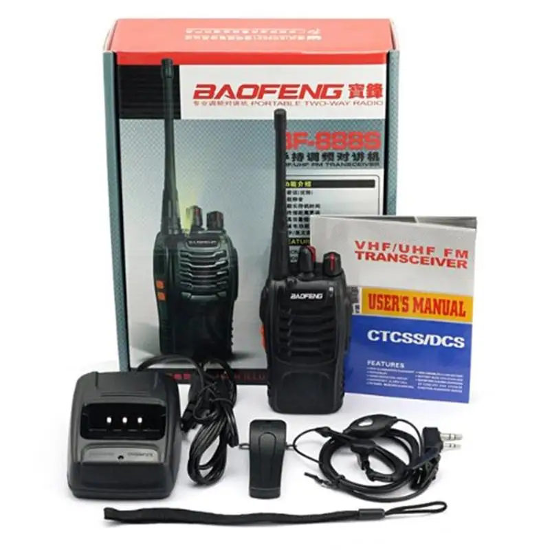 4 шт. двухсторонние рации Baofeng BF-888S+ 1 шт. Кабель для программирования