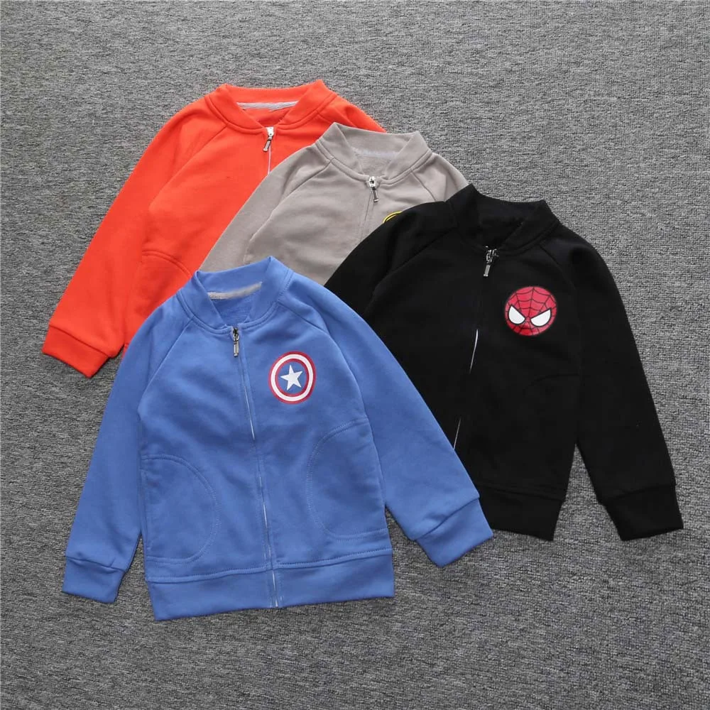 Baby Boy Fashion Superhero Kids Jacket Baby Boys Outerwear Cotton Coats Long Sleeve Toddler Boys Zipper Coat Baby Boy Jacket