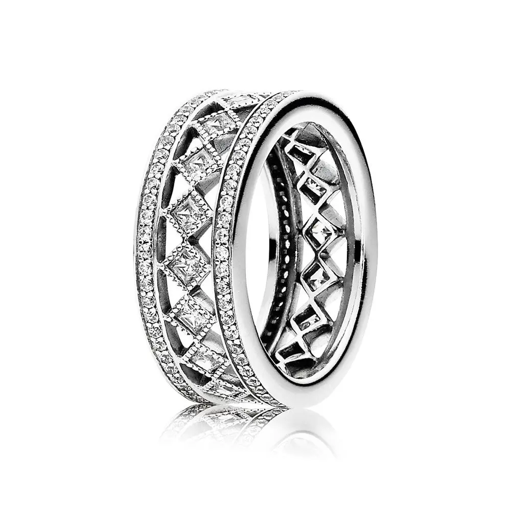 

Authentic 925 Sterling Silver Original Pandora Vintage Fascination Ring With Clear CZ For Women Charm Gift DIY Jewelry