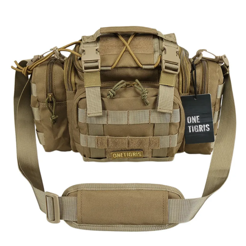OneTigris тактическая охотничья поясная сумка для мужчин, 3 способа, модульная, разворачиваемая, для мужчин, Т-образная сумка, сверхмощная, с плечевым ремнем - Цвет: Coyote Brown