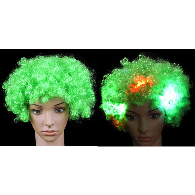 Светильник мигающий кудрявый парик забавные вентиляторы Цирк Клоун концертное настроение Косплей реквизиты карнавальные Светящиеся светодиодный вечерние свадебные концерты - Цвет: green