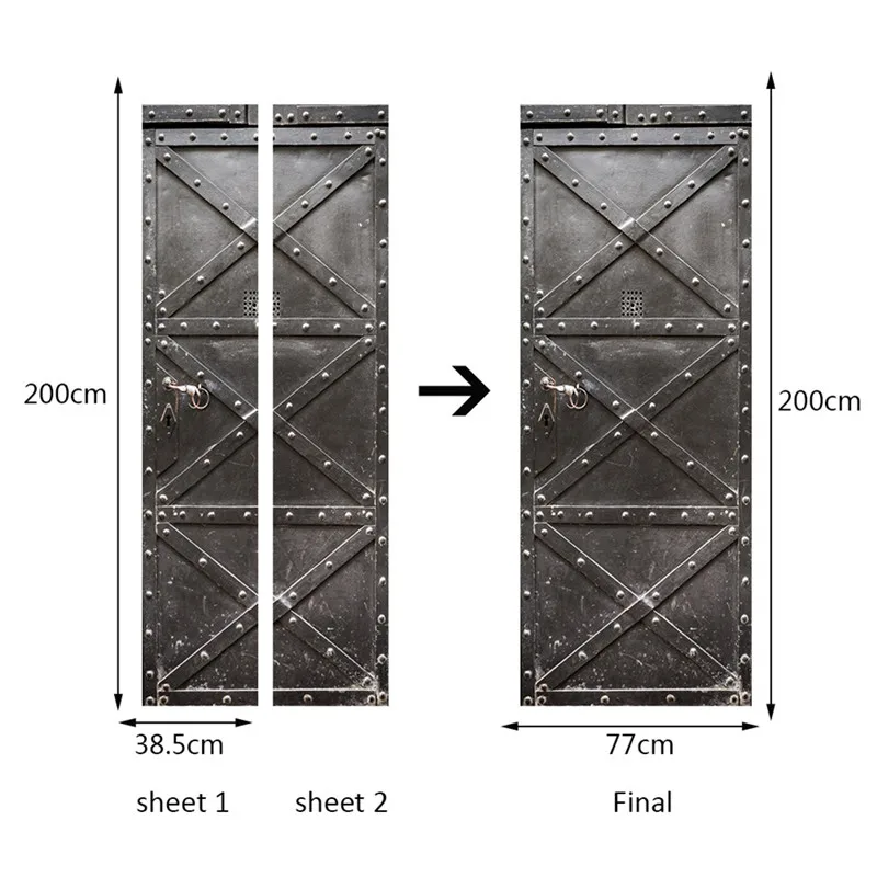 3D DIY PVC Metal Door Wall Stickers Mural Poster 2 pcs/set Waterproof Door decal self adhesive film decorative sticker decals 3D DIY PVC Metal Door Wall Stickers Mural Poster 2 pcs/set Waterproof Door decal self adhesive film decorative sticker decals