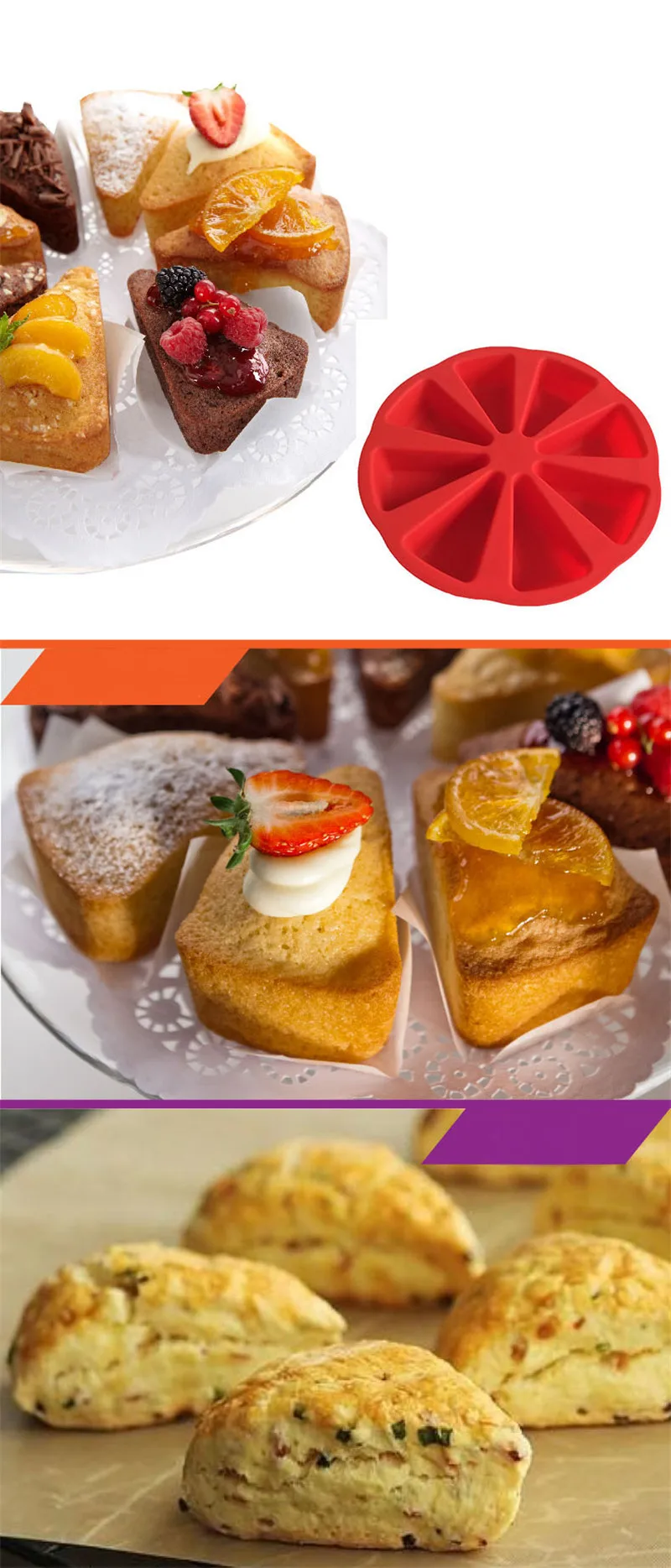 Bakeware Molds Cake Pan Silicone Cake Mold Pudding Triangle Cakes Mould Muffin Baking Tools Fondant  Cake Molds5