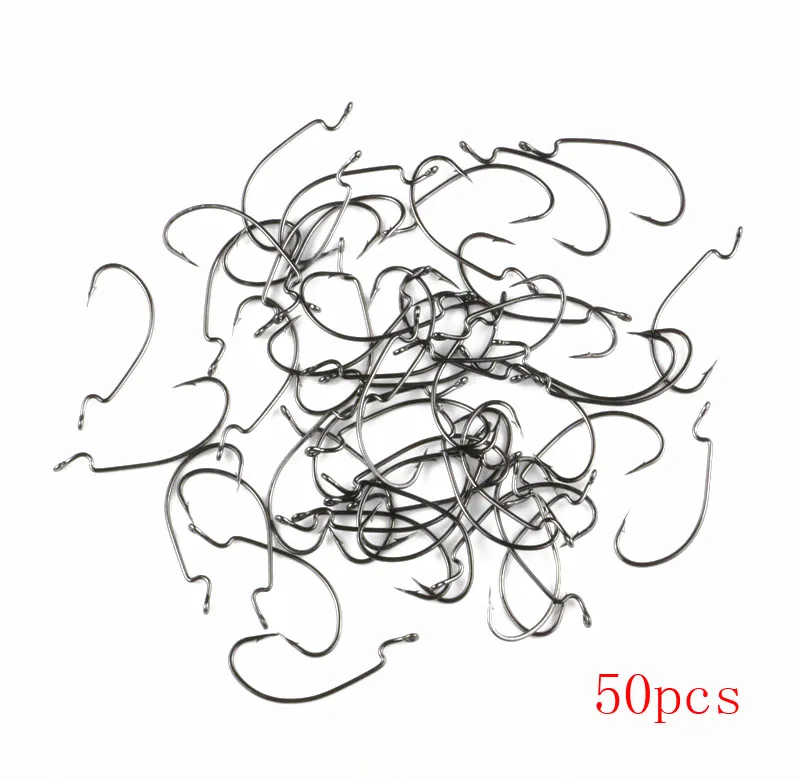 

50 Pieces High Carbon Steel Crank Hooks Soft Bait Crank Hook Fish Hook Fishhook Fishing Tackle