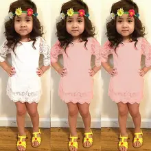 Платье для девочек; цвет белый, розовый; Одежда для маленьких девочек; летнее платье; кружевное платье-пачка принцессы с цветочным рисунком; Детские платья для девочек; детская одежда