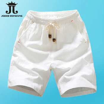 

Summer Newest Cotton Shorts Loose Men's Casual Shorts Black White Drawstring Waist Bermuda Shorts Men -Plus Size 4XL 5XL