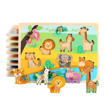 

30cm Baby Toys Montessori wooden Puzzle/Hand Grab Board Set Educational Wooden Toy Cartoon Vehicle/ Marine Animal Puzzle Child