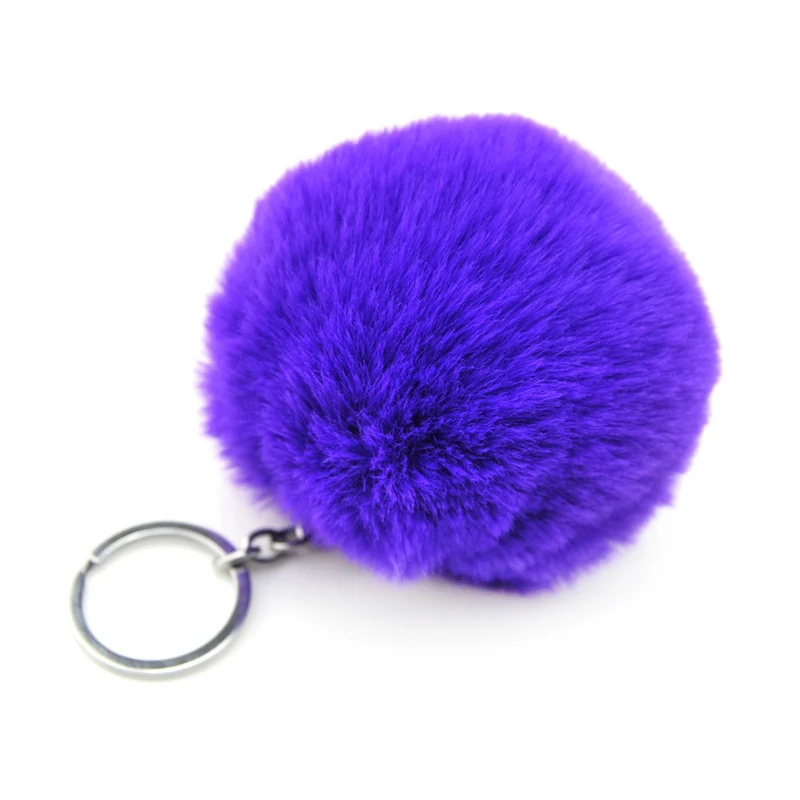 8 см пушистый искусственный Рекс кролик мех мяч помпон брелок женская сумка талисманы человек брелок заяц брелок-игрушка подарок на свадьбу - Цвет: Purple