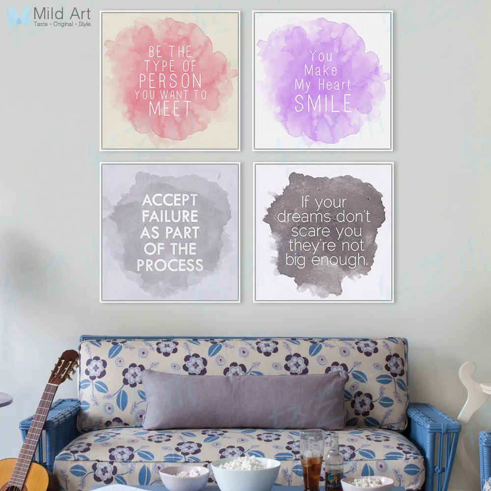 Watercolor Minimalist Motivational Typography Life Quotes Canvas Art