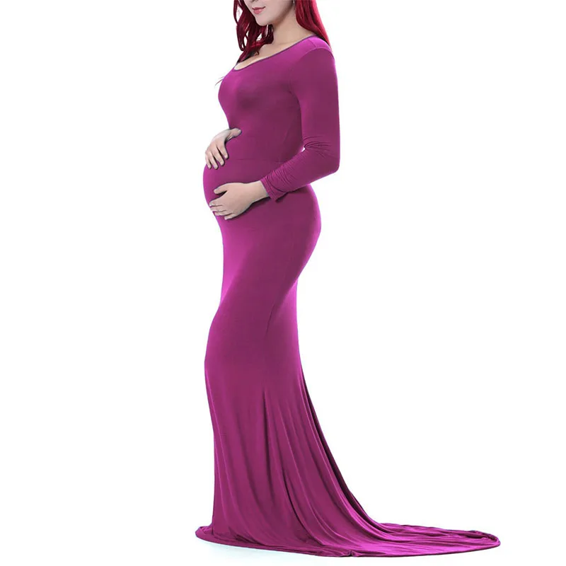 Платье для беременных со шлейфом; платье для беременных; длинные платья для фотосессии; Vestido Robe Grossesse Shooting Photo - Цвет: Фиолетовый