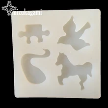 UV Resin Jewelry Liquid Silicone Mold Animal Horse Bird Swan Jigsaw Resin Molds For DIY Necklace Pendant Charms Making Jewelry