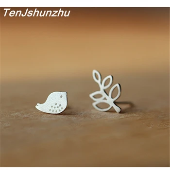 

Fashion Prevent Allergy Bird Leaf Stud Earrings for Women Bridal Wedding Earrings Jewelry Accessories EH559