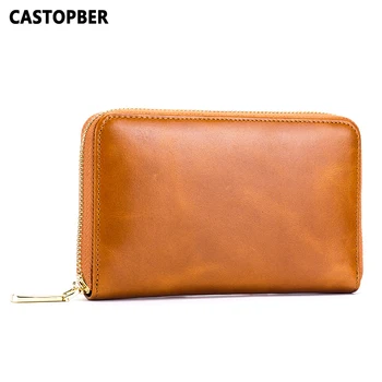 

RFID Passport Organizer Cover Travel Holder Bag For Men Cow Genuine Leather Oil Wax Women Fashion Long Purse Document Holders