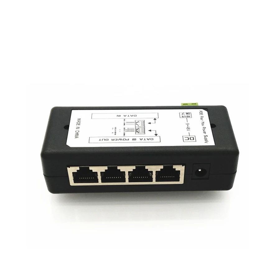 4 порта PoE инжектор 4CH PoE адаптер питания ethernet блок питания Pin 4,5(+)/7,8(-) Входной DC12V-DC48V для ip-камеры