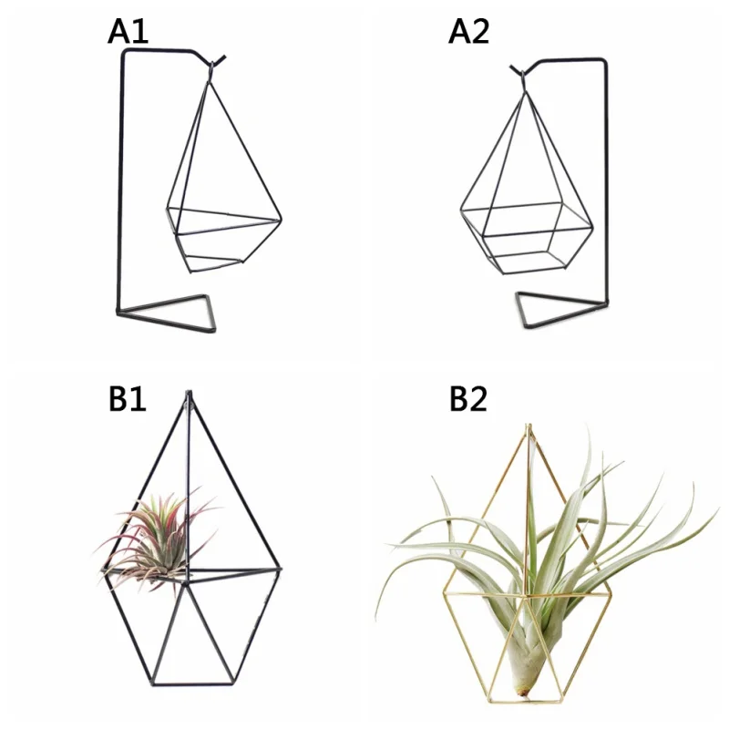 Геометрическая подвесная тильландсия воздушная стойка для растений металлическая Геометрическая железная художественная деревенская рама для растений для цветочного горшка стойка для растений