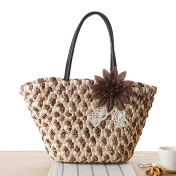 

New flowers straw bag England summer vacation fashion woven bag shoulder travel beach bag handbags