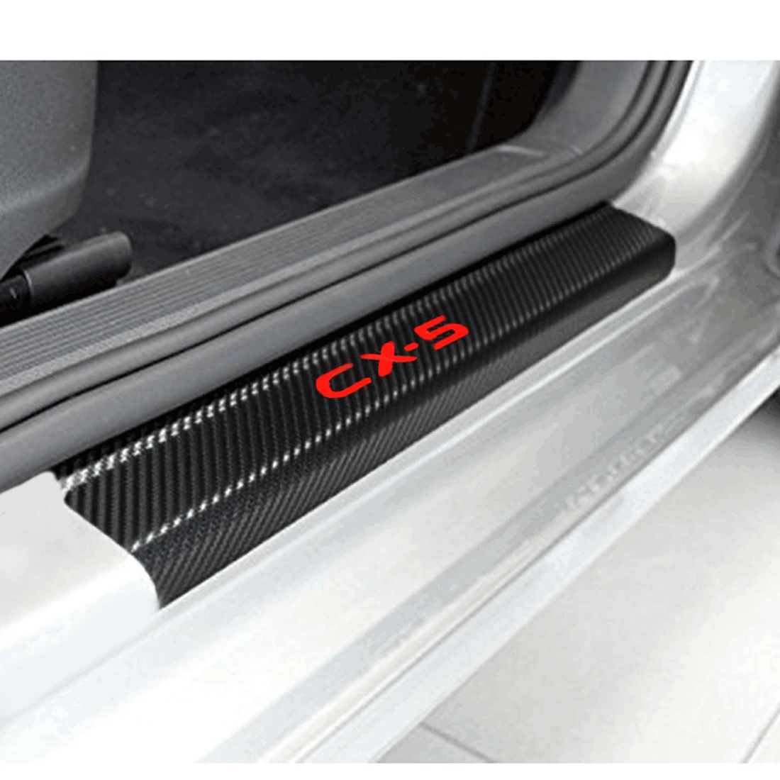 4pcs Car Door Sill Scuff Carbon Fiber Stickers Welcome Pedal Protect Accessories