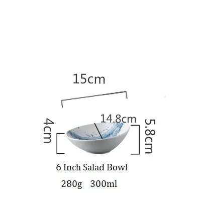 NIMITIME, западный стиль, керамическая овальная миска для риса, Салатница, фруктовое блюдо, чашка для воды, кофейная чашка, набор посуды - Цвет: 6 Inch Salad Bowl