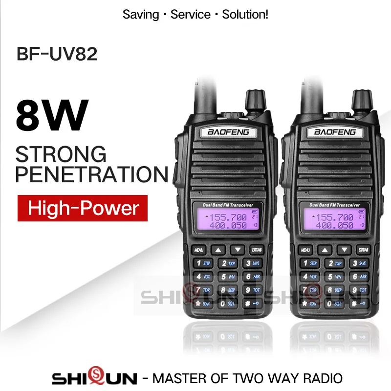 2 шт. UV-82 8 Вт портативная рация 10 км Baofeng 8 Вт радио двойной VHF UHF портативная радиоантенна UV-82 Amador Walky Talky Baofeng UV 82 UV82