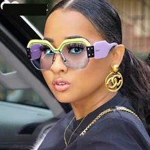 Женские квадратные негабаритные солнцезащитные очки, модные брендовые Дизайнерские Большие очки для вождения, розовые, синие, праздничные очки oculos de sol feminino