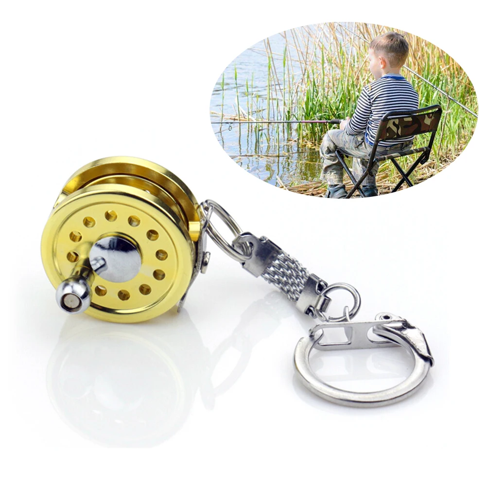 Outdoor Tools Cool Miniature Fly Fishing Spinning Reel Key Chain