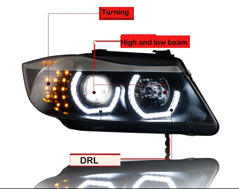 Автомобильный Стайлинг для BMW E90 фары 2005-2012 320i 318i 323i 325i фары DRL Hid фара ангел глаз биксеноновый луч аксессуары