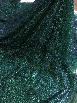 

Newest yaking-10.1907 african tulle mesh fabric sparkly glued glitter sequins lace fabric for party dress