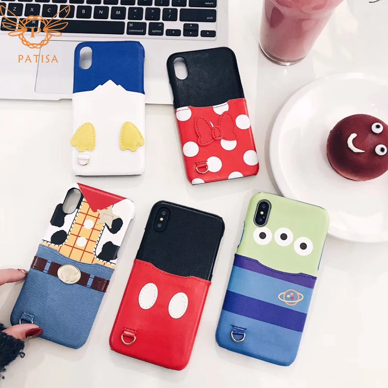 

New Card leather pocket cute Donald Duck simple fashion Phone Case for iphone 6 6s 7 8 plus X XR XS MAX cover Hot funny cartoon
